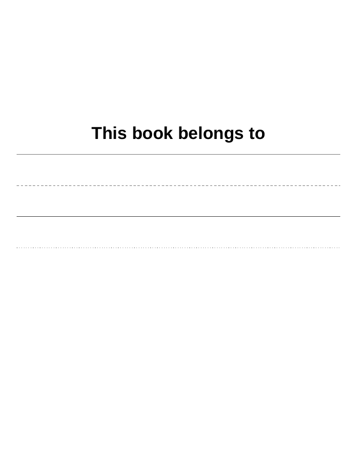A printable page reading This book belongs to, above a large four-line handwriting guide for a child's name